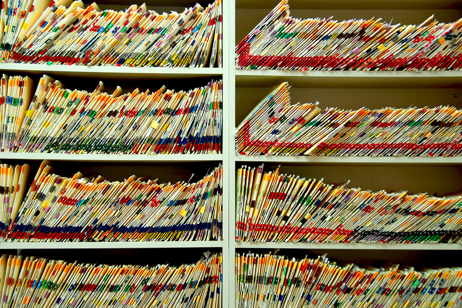 Medical records in storage.